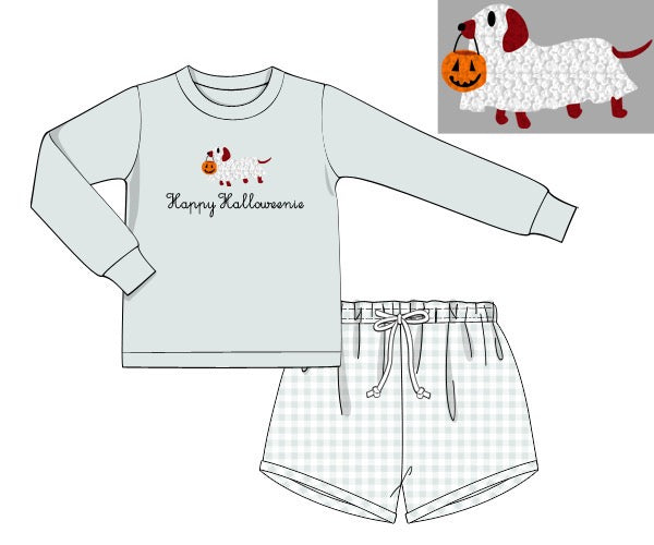 RTS: HAPPY HALLOWEENIE BOY SHORT SET