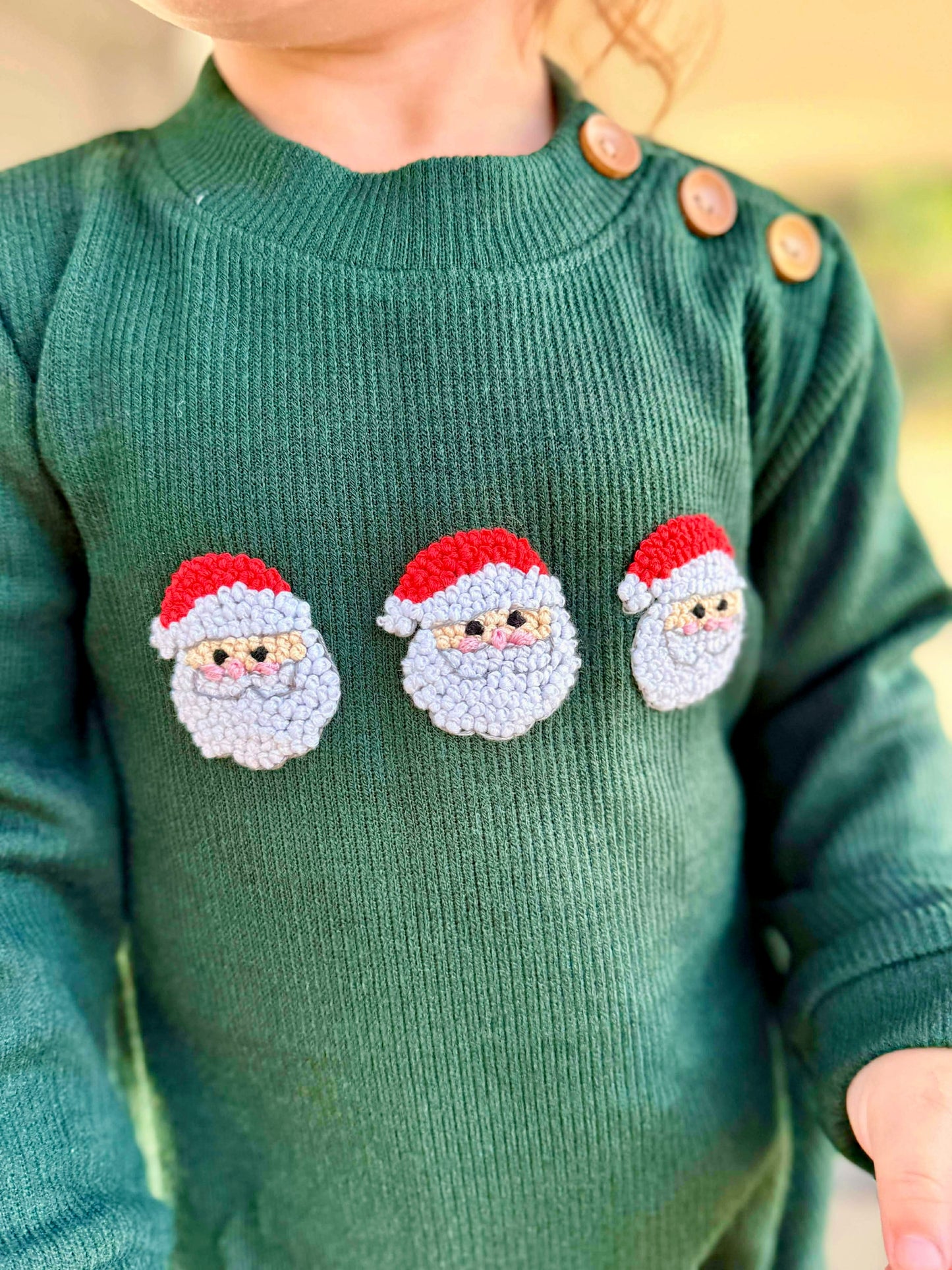 RTS: FRENCH KNOT SANTA BOY SWEATER ROMPER