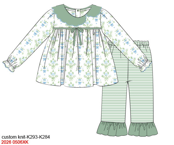 PO31: GIRL'S ONLY DAINTY BOW FLORAL PANT SET