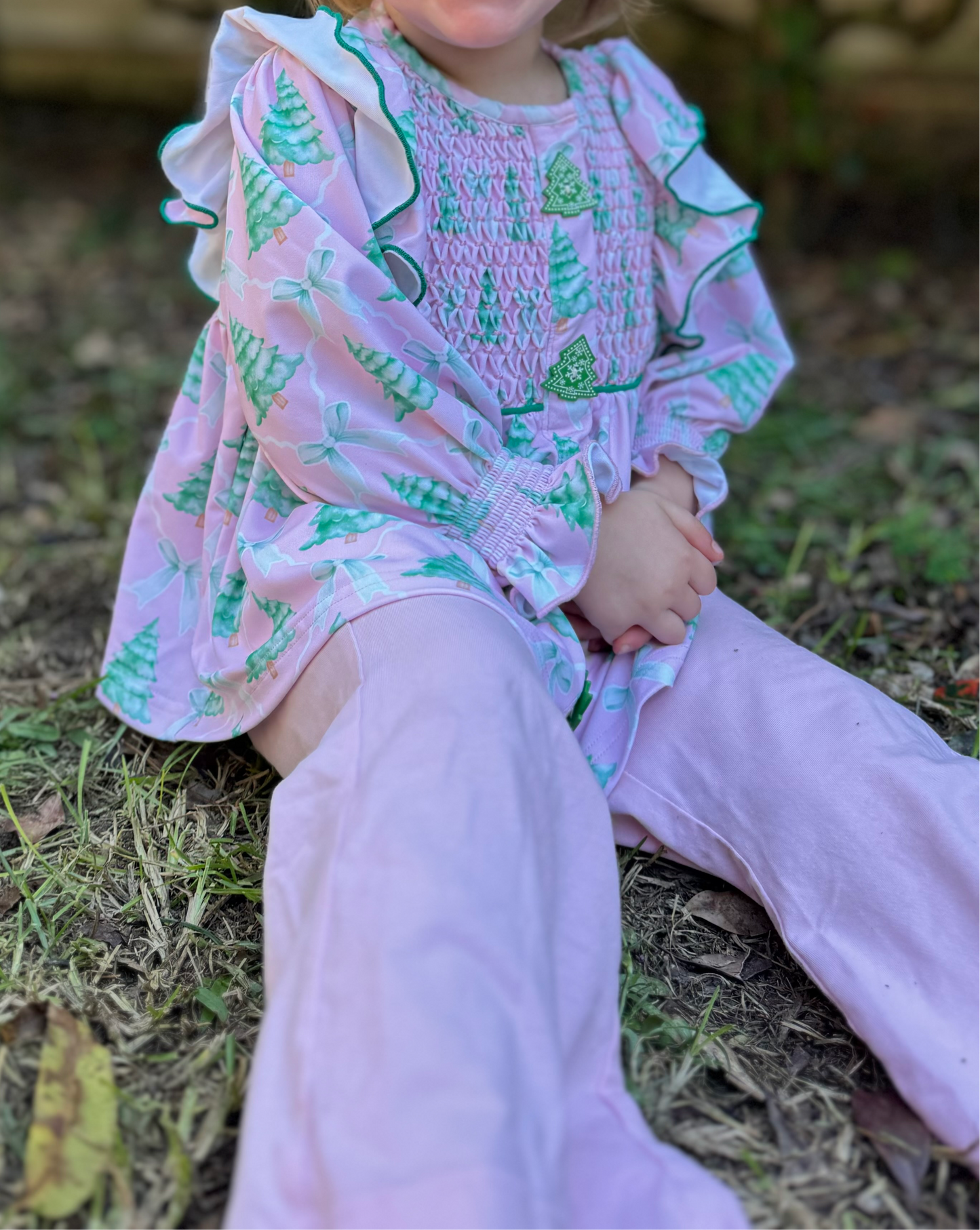 RTS: CHRISTMAS TREE BUTTONS PANT SET