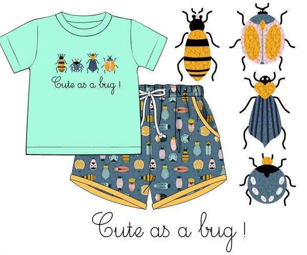 RTS: CUTE AS A BUG BOY SHORT SET