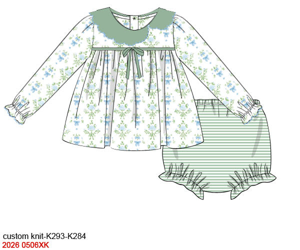 PO31: GIRL'S ONLY DAINTY BOW FLORAL DIAPER SET