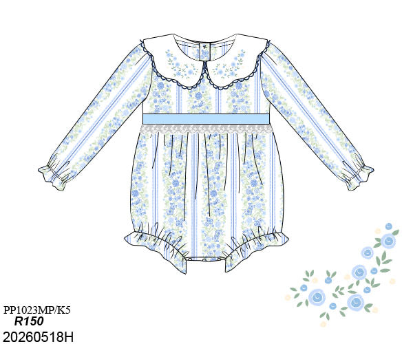 PO31: GIRL'S ONLY BLUE EMBROIDERED ROSE BUBBLE