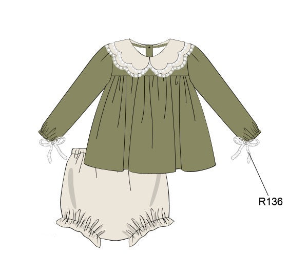 RTS: OLIVE FALL FAMILY GIRL DIAPER SET