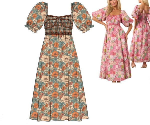 RTS: HARVEST BLOOMS MOM DRESS