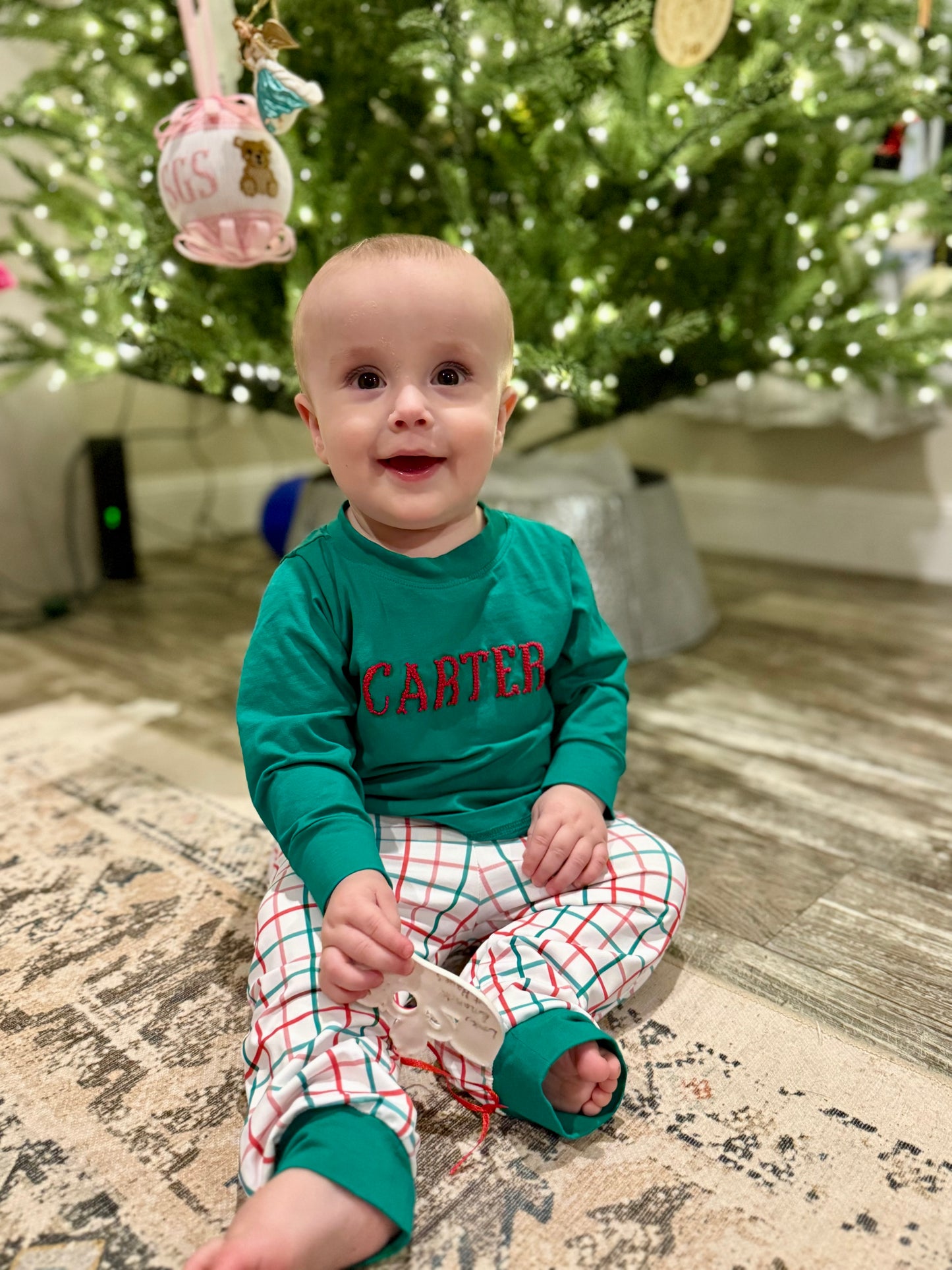 RTS: CHRISTMAS PLAID PLAY BOY JOGGER SET