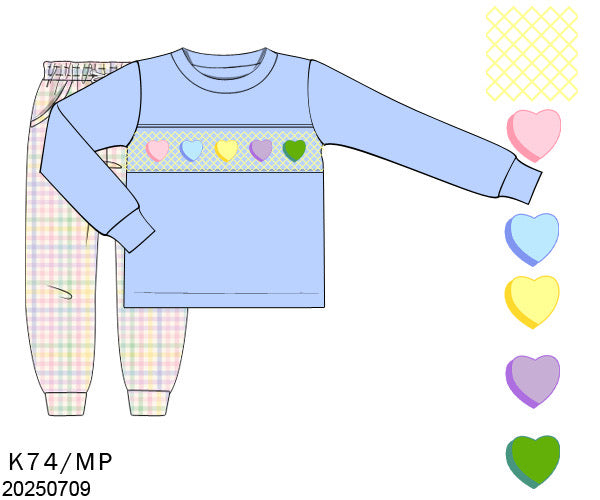 PO32: SMOCKED HEARTS BOY JOGGER SET