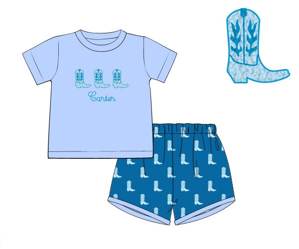 RTS: COWBOY BOOTS BOY SHORT SET