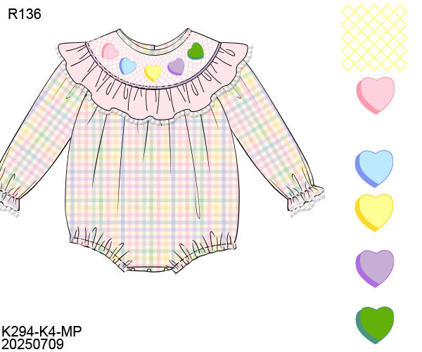 PO32: SMOCKED HEARTS GIRL BUBBLE