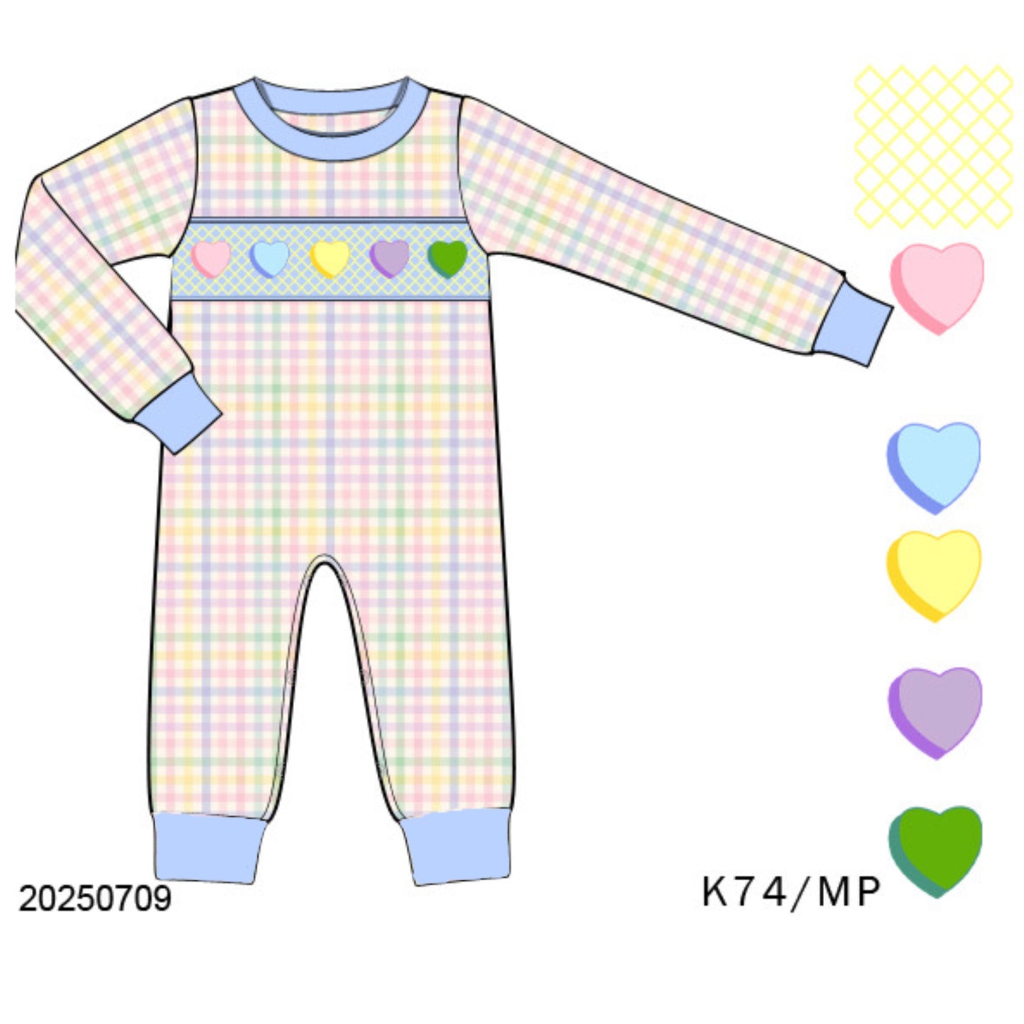 PO32: SMOCKED HEARTS BOY ROMPER