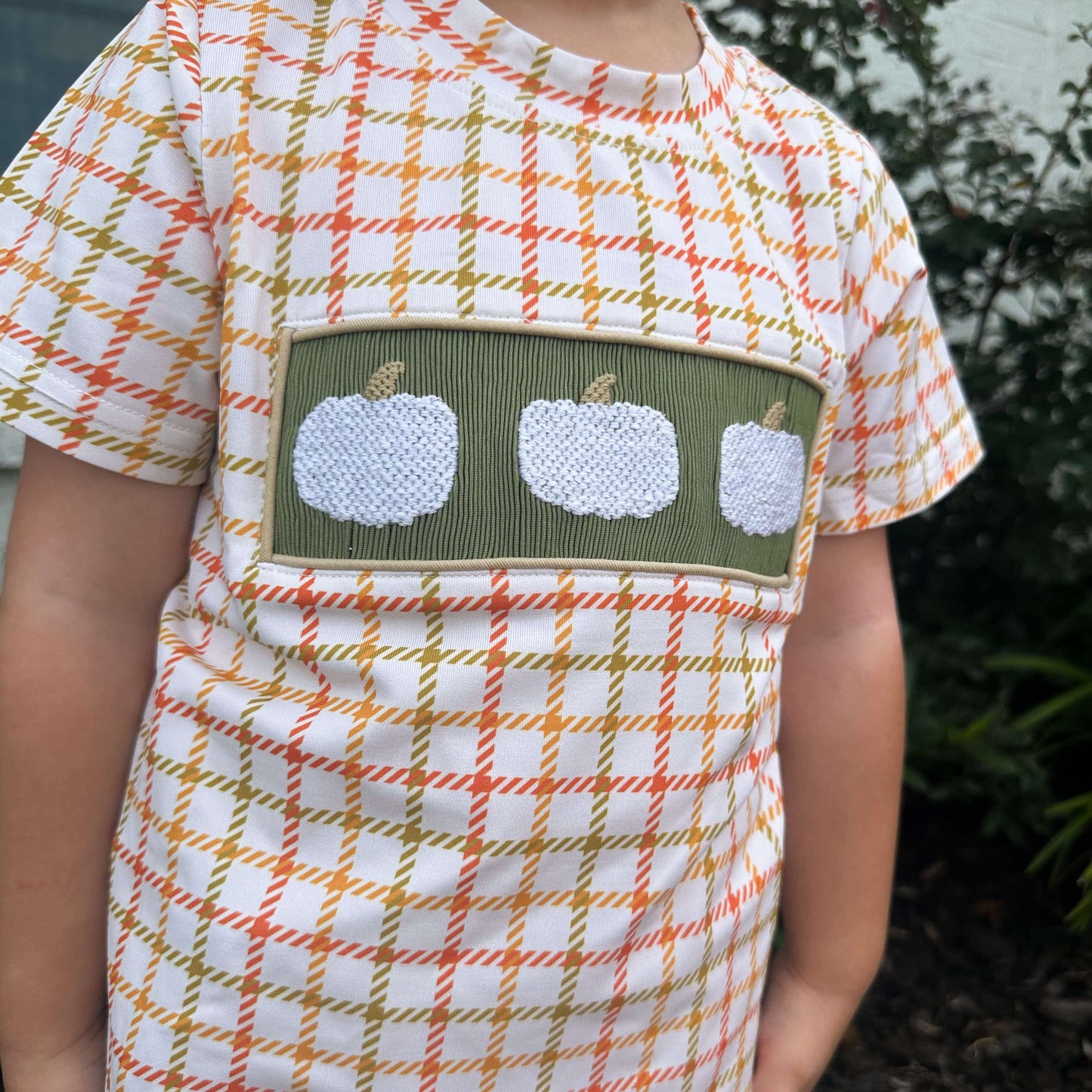 RTS: WHITE PUMPKINS BOY SHORT SET