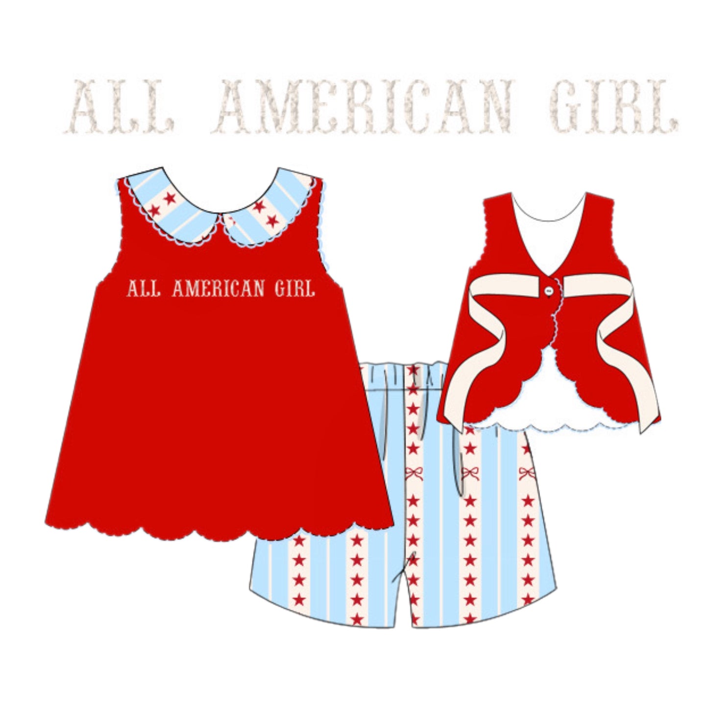 RTS: ALL AMERICAN GIRL SHORT SET