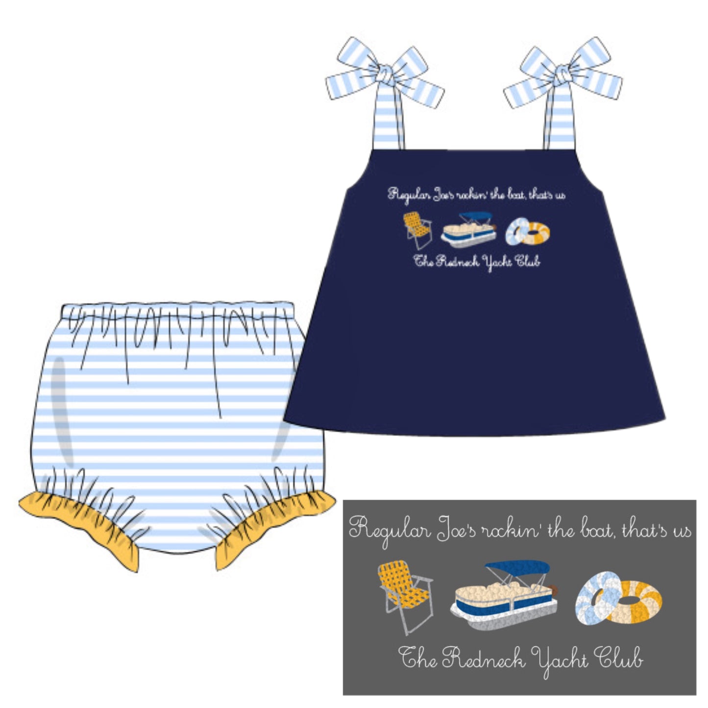 RTS: Redneck Yacht Club - Girl Diaper Set