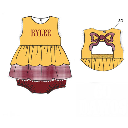 RTS: GARNET & GOLD BOW BACK GIRL BUBBLE