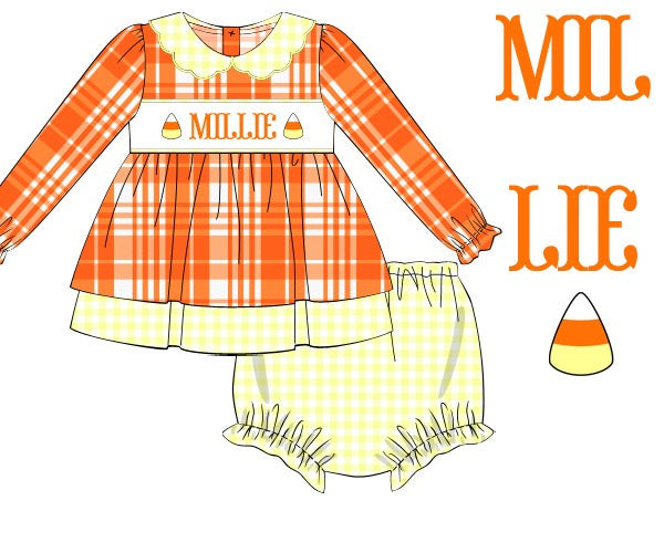 RTS: CANDY CORN GIRL DIAPER SET