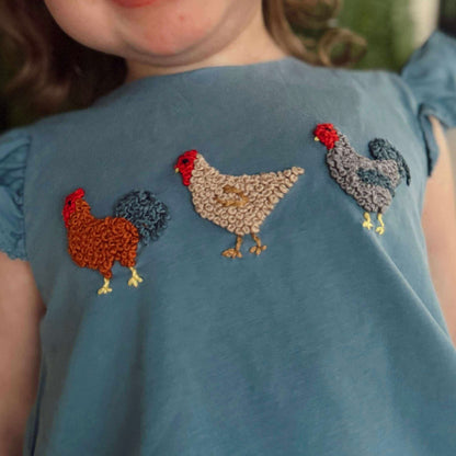 RTS: FRENCH KNOT CHICKENS GIRL SHORT SET