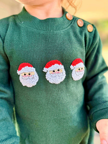 RTS: FRENCH KNOT SANTA BOY SWEATER ROMPER