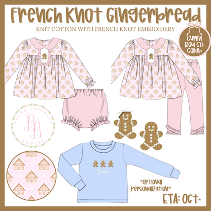 PO30: French Knot Gingerbread Girl Diaper Set- ETA: October