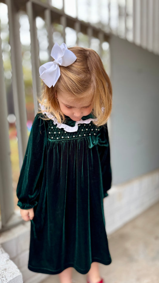 RTS: GREEN VELVET DIAPER SET (DRESS LENGTH FOR 5T+)