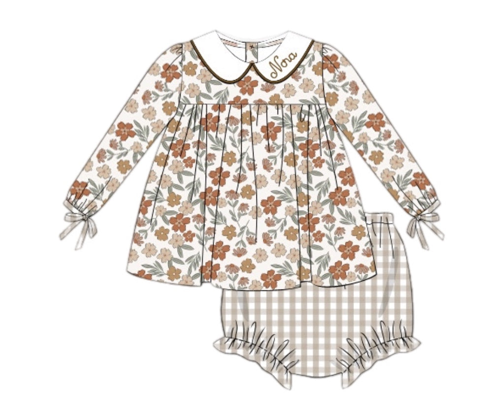 RTS: FALL FAMILY FLORAL GIRL DIAPER SET