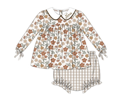 RTS: FALL FAMILY FLORAL GIRL DIAPER SET