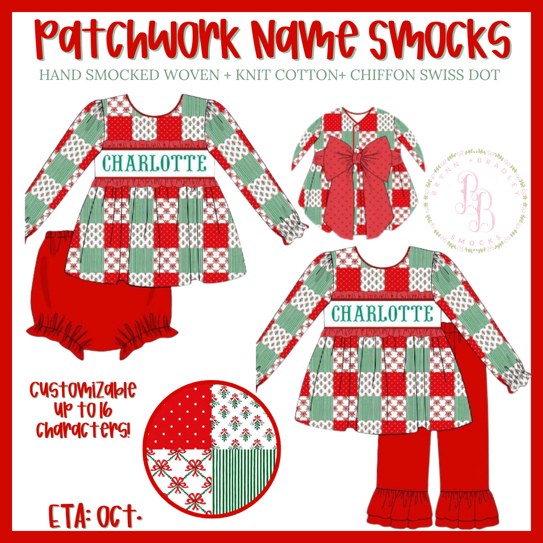 PO30: Patchwork Name Smocks Girl Pants Set- ETA: October
