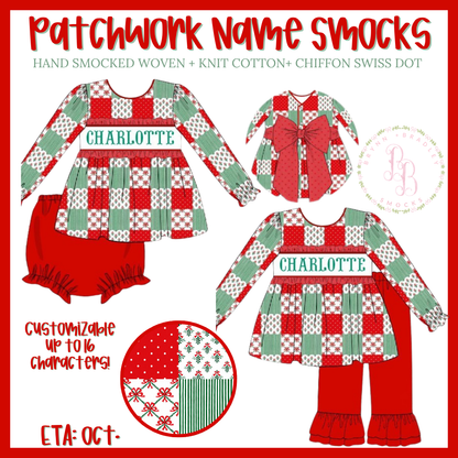PO30: Patchwork Name Smocks Girl Pants Set- ETA: October