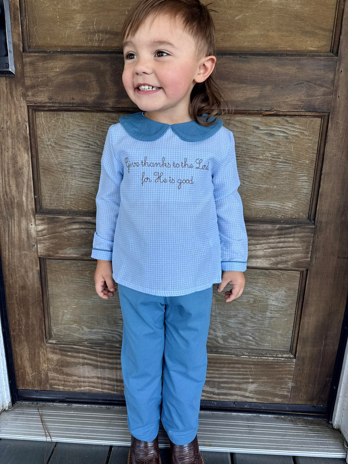 RTS:  GIVE THANKS BOY PANT SET