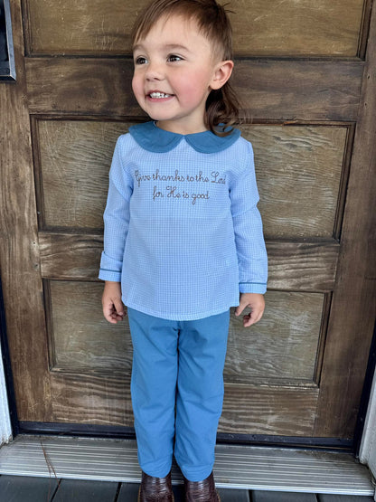 RTS:  GIVE THANKS BOY PANT SET