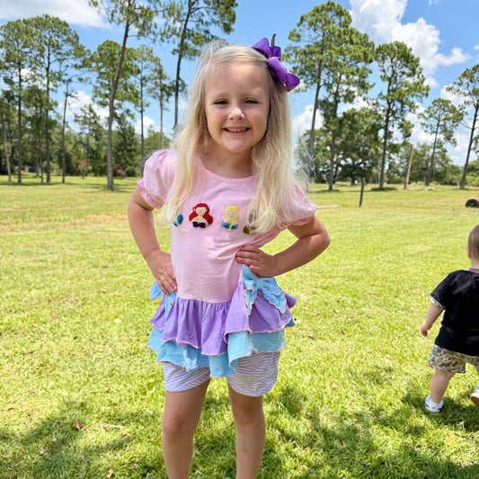 RTS: LAVENDER STRIPE SHORTS (GIRL)
