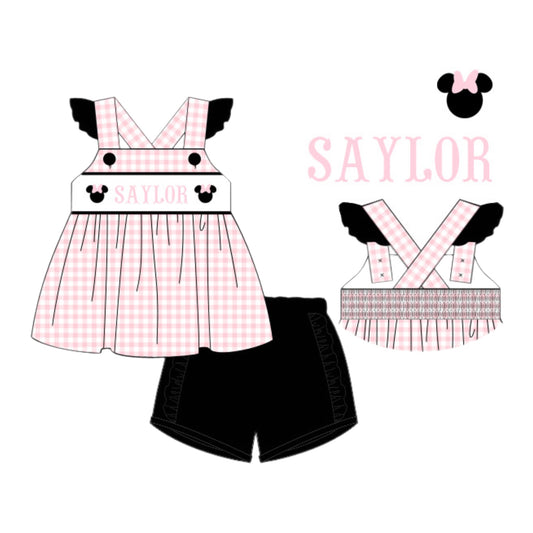 Preorder 26: Mouse Name Smocks Girl Short Set