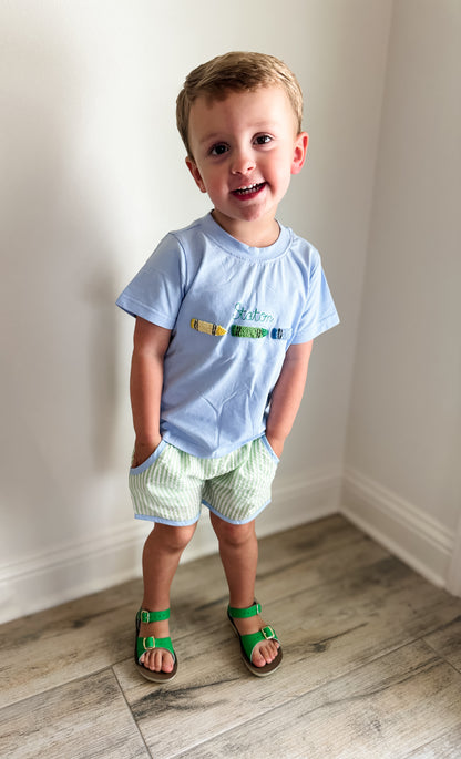 RTS: FRENCH KNOT CRAYONS BOY SHORT SET