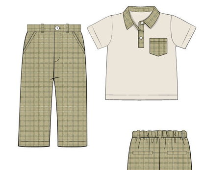 RTS: OLIVE FALL FAMILY BOY PANT SET
