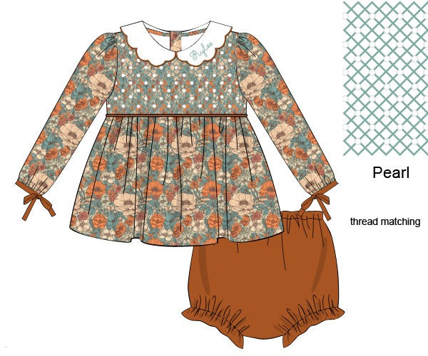 RTS: HARVEST BLOOMS GIRL DIAPER SET (DRESS LENGTH FOR 5T+)