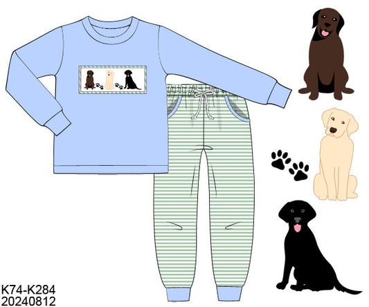 PO31: SMOCKED PUPS BOY JOGGER SET