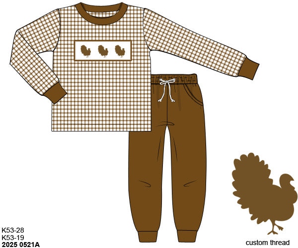 RTS: Brown Turkey Boy Jogger Set