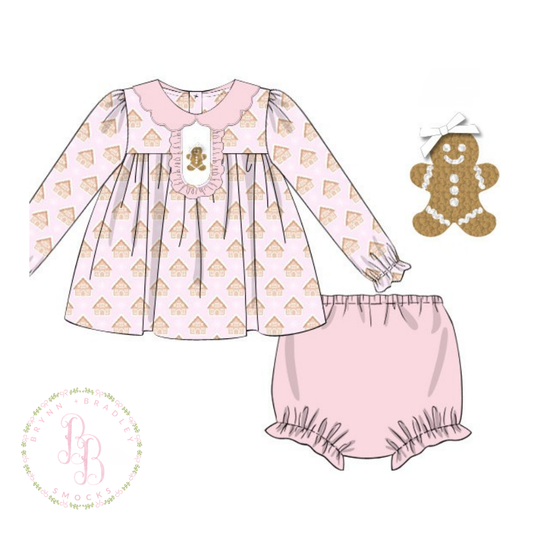 PO30: French Knot Gingerbread Girl Diaper Set- ETA: October