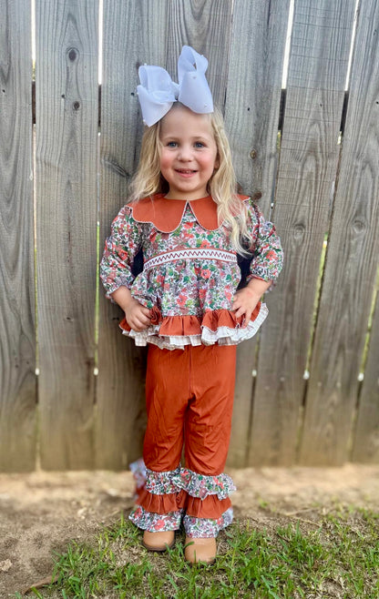 RTS:  CAMELLIA GARDENS GIRL PANT SET