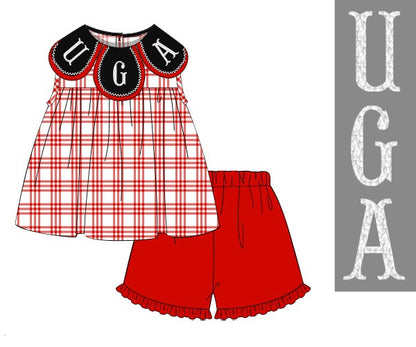 RTS: FRENCH KNOT UGA GIRL SHORT SET