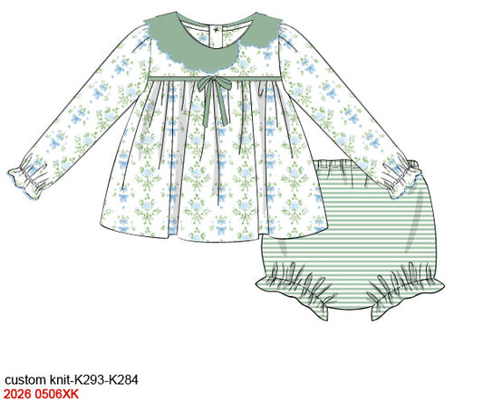 PO31: GIRL'S ONLY DAINTY BOW FLORAL DIAPER SET
