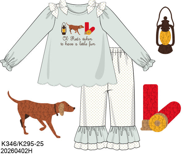 PO29: OL RED GIRL PANT SET