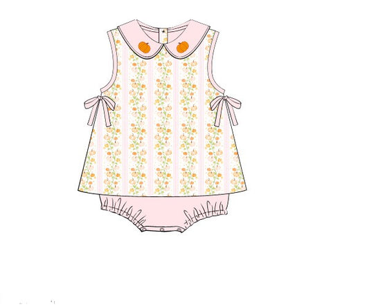 RTS: PASTEL PETALS & PLAID PUMPKINS GIRL SKIRTED BUBBLE