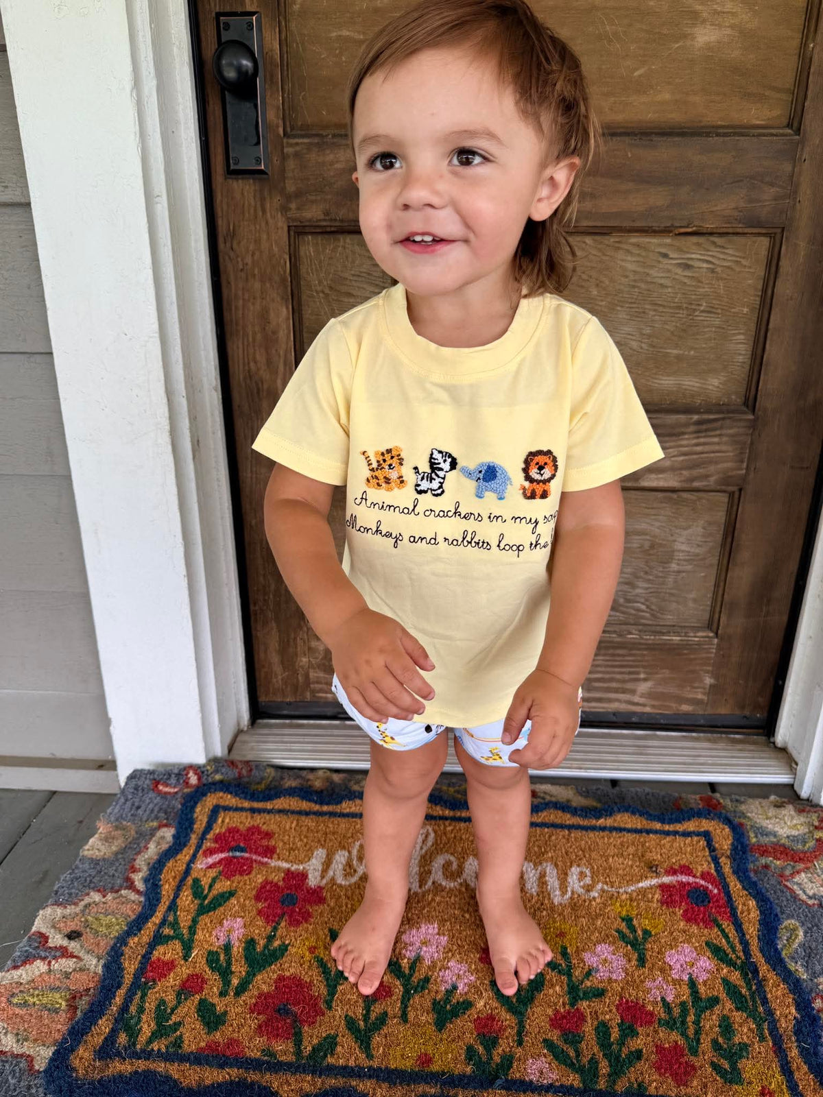 Animal Rts RTS: ANIMAL CRACKERS BOY SHORT SET – Oaky Rose Smocking Co