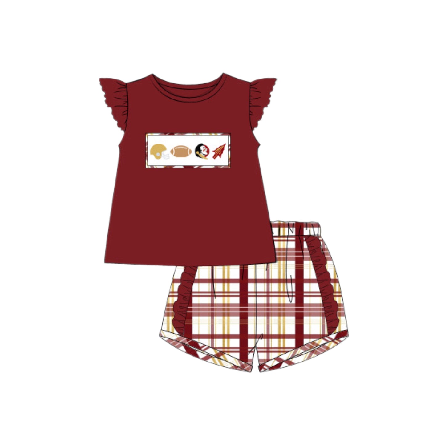 FSU SMOCKED GIRL SHORT SET