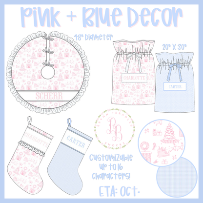 PO30: Pink + Blue Decor: Blue Santa Sack- ETA: October