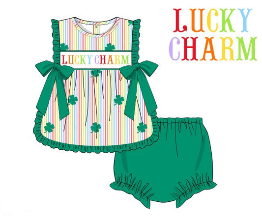 PREORDER 23: LUCKY NAME SMOCKS GIRL DIAPER SET