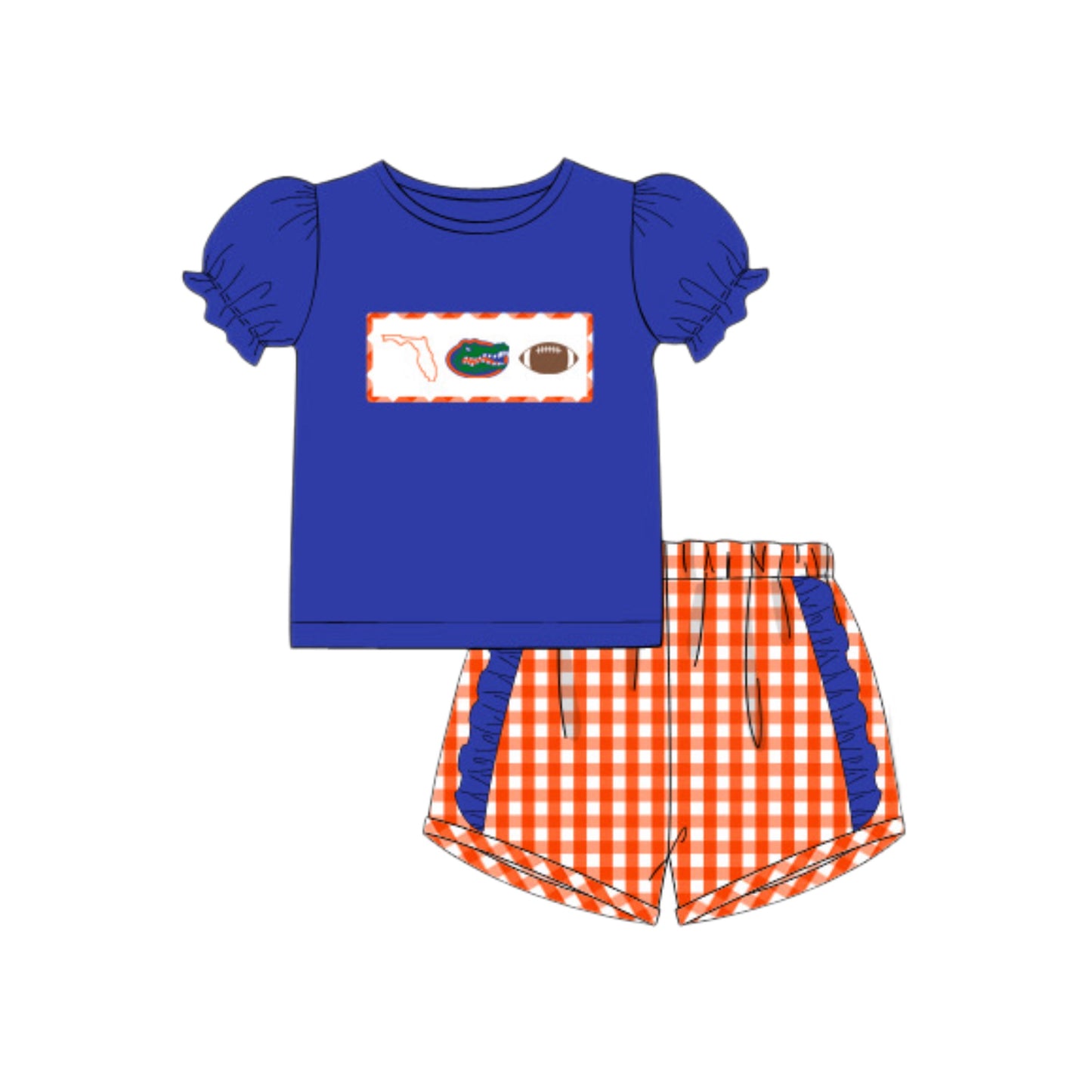 RTS: GATOR TRIO SMOCKED GIRL SHORT SET