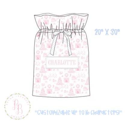 PO30: Pink + Blue Decor: Pink Santa Sack- ETA: October