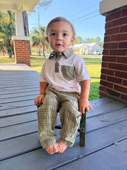 RTS: OLIVE FALL FAMILY BOY PANT SET