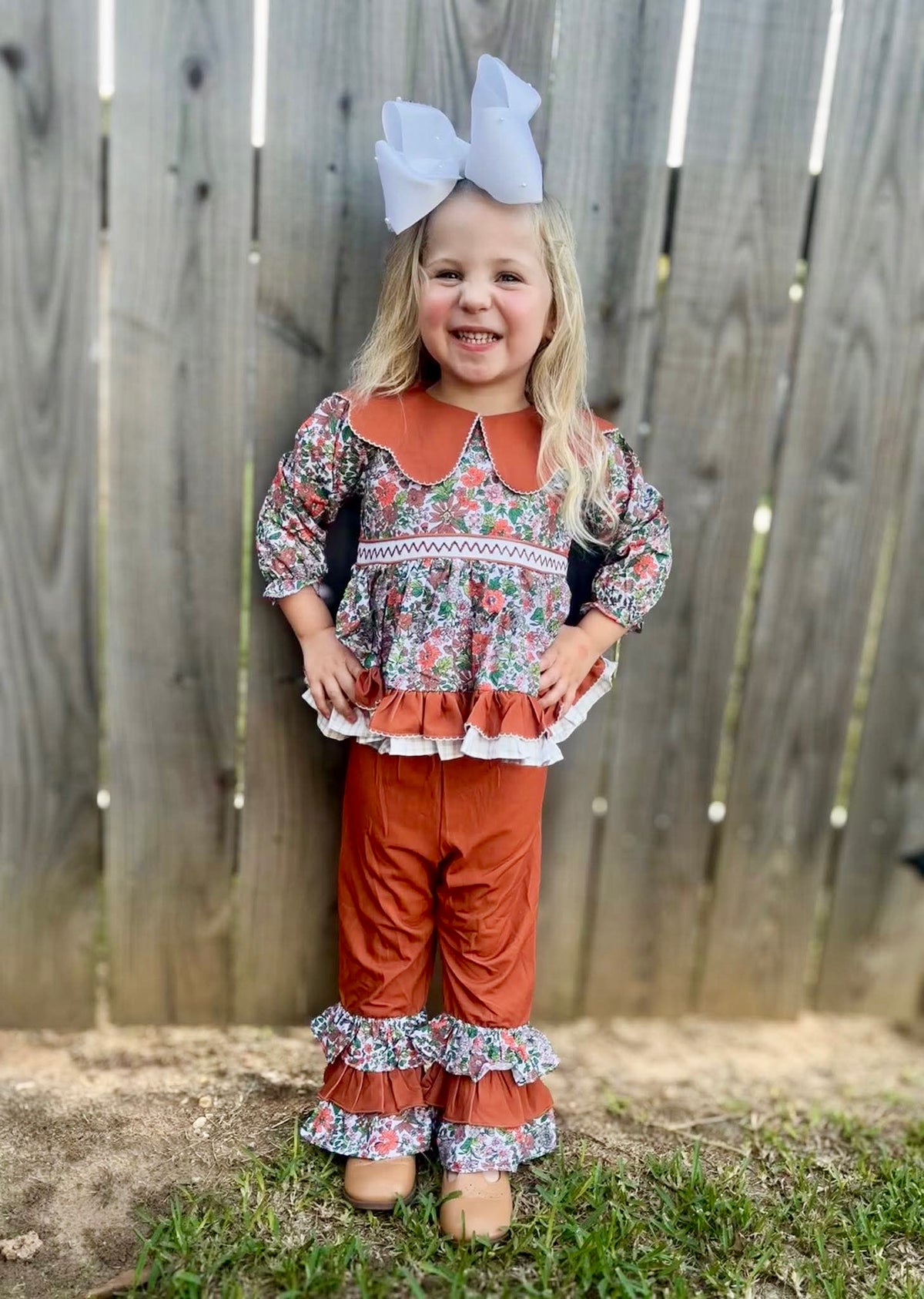 RTS:  CAMELLIA GARDENS GIRL PANT SET